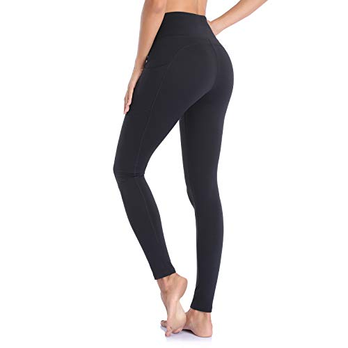 Ollrynns Leggins Deportivos Mujer Cintura Alta Pantalones Deportivos Mallas Leggings con Bolsillos para Running Training Fitness CA166 (Negro, X-Large)