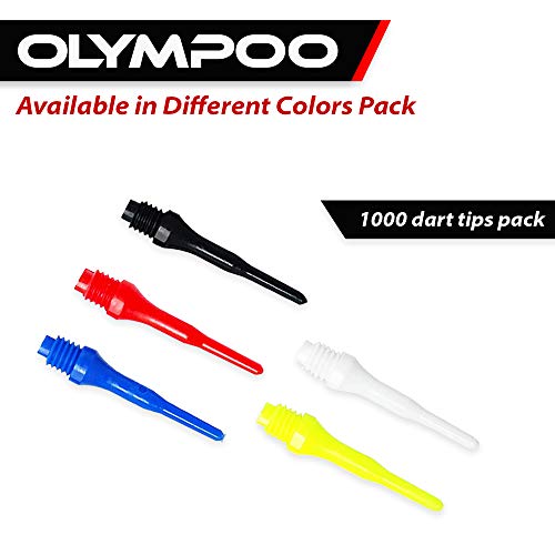 OLYMPOO- 1000 Puntas de Dardos Profesionales de plástico para Diana electrónica - 2 Ba Rosca pequeña - Puntas de Dardos Hechas de plástico (Amarillo)