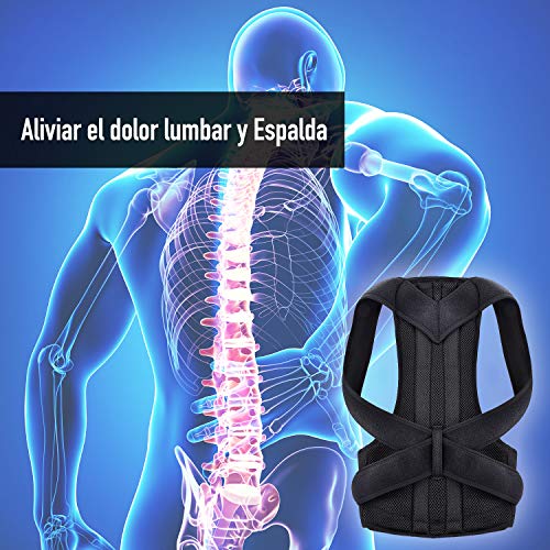 Olymstars Corrector Postura Espalda, Corrector Espalda Ajustable Respirable para Aliviar los Dolores de Dorsales, Thoraciques, Cuello, Hombros Columna, Mejorar Postura con Faja Lumbar Hombre Mujer