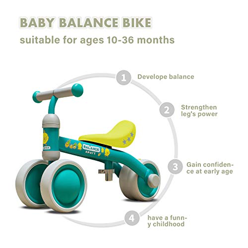 OLYSPM Bicicleta Sin Pedales para Niños 10-36 Meses,Triciclos Bebes,Correpasillos Bebes De Sillín Ajustables,Bicicleta Infantil Sin Pedales(Verde)