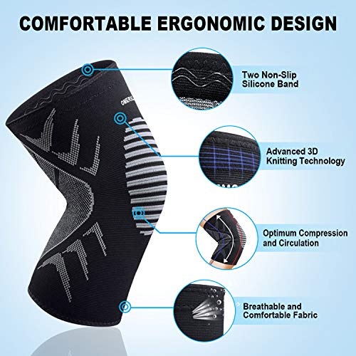 OMERIL Rodillera Menisco y Ligamentos, 2 Rodilleras Transpirable y Antideslizante para Hombre y Mujer, Rodillera Deportiva Compresion para Crossfit, Correr, Entrenamiento, Baloncesto, Bicicleta - XL OMERIL Rodillera Menisco y Ligamentos, 2 Rodilleras Transpirable y Antideslizante para Hombre y Mujer, Rodillera Deportiva Compresion para Crossfit, Correr, Entrenamiento, Baloncesto, Bicicleta - XL