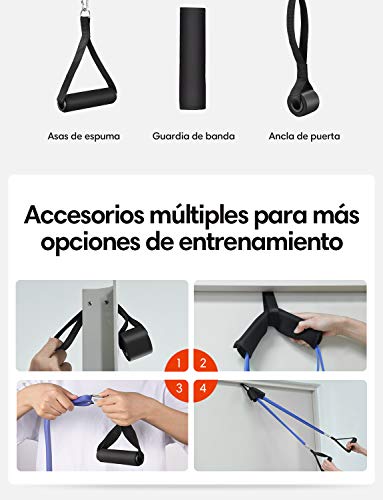 OMORC Bandas de Resistencia, 4pcs Bandas Elasticas Fitness, de Látex Natural, para Entrenamiento de Fuerza, Estiramiento, Yoga, Pilates