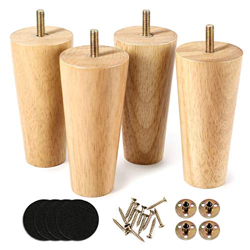 One Sight 4x Patas De Muebles De Madera Maciza 12.7cm, cónicas patas de repuesto de madera maciza con placa de montaje y tornillos, con Rosca M8, para sofá, TV, armario, cama, mesa de comedor One Sight 4x Patas De Muebles De Madera Maciza 12.7cm, cónicas patas de repuesto de madera maciza con placa de montaje y tornillos, con Rosca M8, para sofá, TV, armario, cama, mesa de comedor