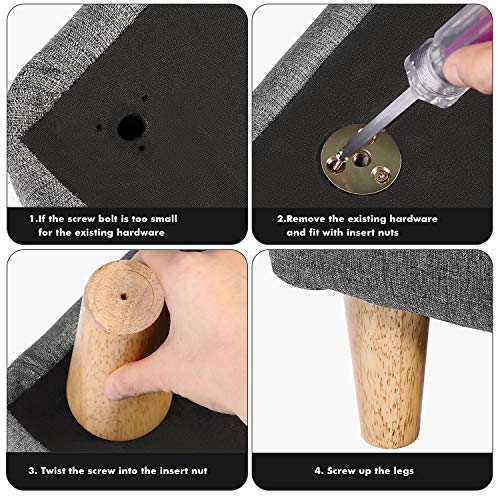 One Sight 4x Patas De Muebles De Madera Maciza 12.7cm, cónicas patas de repuesto de madera maciza con placa de montaje y tornillos, con Rosca M8, para sofá, TV, armario, cama, mesa de comedor One Sight 4x Patas De Muebles De Madera Maciza 12.7cm, cónicas patas de repuesto de madera maciza con placa de montaje y tornillos, con Rosca M8, para sofá, TV, armario, cama, mesa de comedor