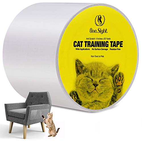 One Sight Cinta de Entrenamiento Anti Arañazos para Gatos, 10 CM x 30 M Cinta Disuasoria Transparente para Rascar Gatos, Protector de Muebles para Sofá, Alfombra, Puertas