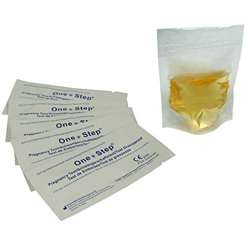 One Step - 50 Pruebas de Embarazo 10 mIU/ml Formato 2,5 mm y 10 Bolsas de Recogida de Muestra Higiénicas One Step - 50 Pruebas de Embarazo 10 mIU/ml Formato 2,5 mm y 10 Bolsas de Recogida de Muestra Higiénicas