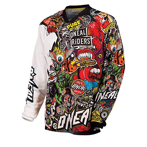 O'Neal Mayhem Crank Jersey Motocross, color Negro/Multicolor Enduro MTB Cross DH, 0023C-10 - XXL