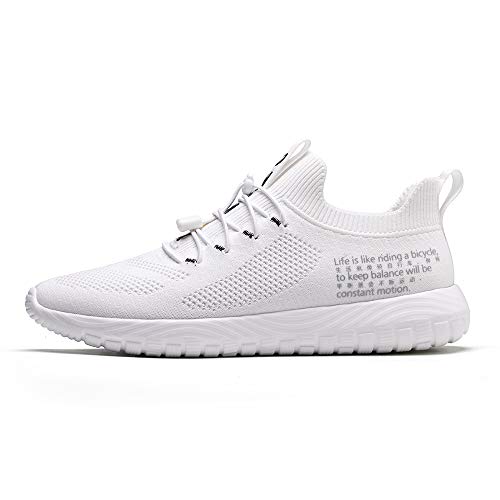 ONEMIX Zapatillas de Running para Hombre Casual Mujer Tenis Gym Correr Gimnasio Deportives Sneakers Zapatos 1583 White 45