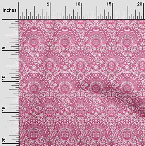 oneOone Lycra De Poliéster Tela Semi Mandala Floral Tela Para Coser Impreso Arte De La Tela Por El Metro 56 Pulgadas De Ancho