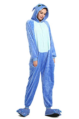 Onesie Adultos Pijamas Mujeres Ropa de Dormir cálida Ropa para el hogar Punto de Dinosaurio Unicornio Animal Cosplay Cartoon Playsuit Pijama de Franela Mono
