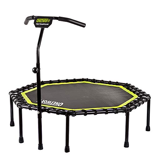 ONETWOFIT 51" Cama Elástica Silenciosa con Manubrio Ajustable, Trampolín Fitness Entrenador de Cardio Salto Rebote Bungee para Adultos OT105