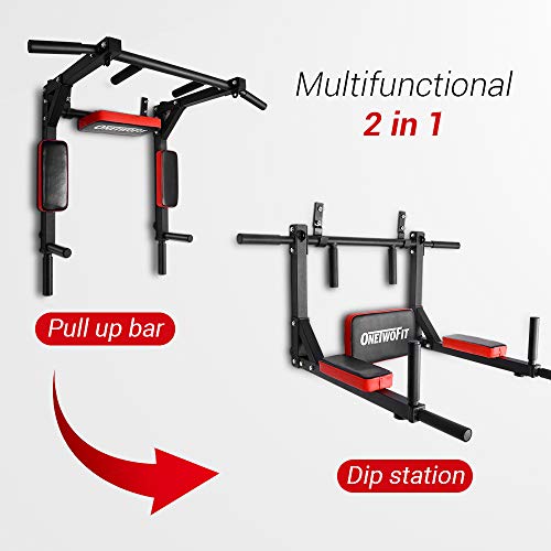 ONETWOFIT Barra de Dominadas de Montaje en la Pared Multifuncional Barra de Dominadas Inversas, Estación de Paralelas para Entrenamiento de Gimnasio en el Hogar Interiores OT126