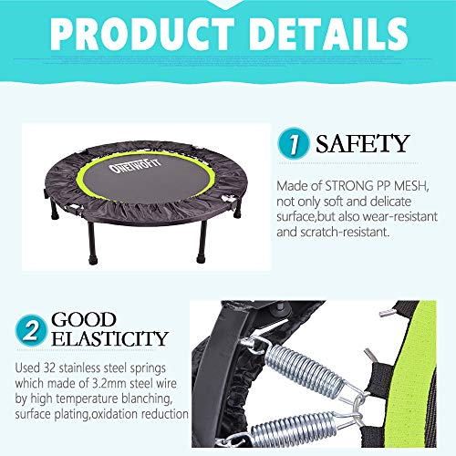 ONETWOFIT Trampolín, Trampolín Plegable Pequeño Fitness de 40 Pulgadas con Mango para Uso en Exteriores e Interiores, Adecuado para niños Mayores de 8 años y Adultos, Capacidad de Peso: 150 kg OT087 ONETWOFIT Trampolín, Trampolín Plegable Pequeño Fitness de 40 Pulgadas con Mango para Uso en Exteriores e Interiores, Adecuado para niños Mayores de 8 años y Adultos, Capacidad de Peso: 150 kg OT087