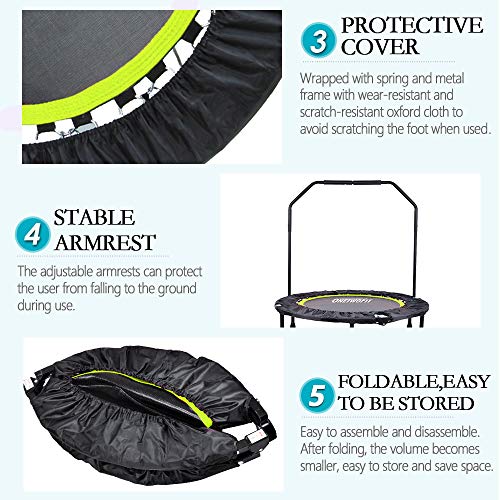 ONETWOFIT Trampolín, Trampolín Plegable Pequeño Fitness de 40 Pulgadas con Mango para Uso en Exteriores e Interiores, Adecuado para niños Mayores de 8 años y Adultos, Capacidad de Peso: 150 kg OT087 ONETWOFIT Trampolín, Trampolín Plegable Pequeño Fitness de 40 Pulgadas con Mango para Uso en Exteriores e Interiores, Adecuado para niños Mayores de 8 años y Adultos, Capacidad de Peso: 150 kg OT087