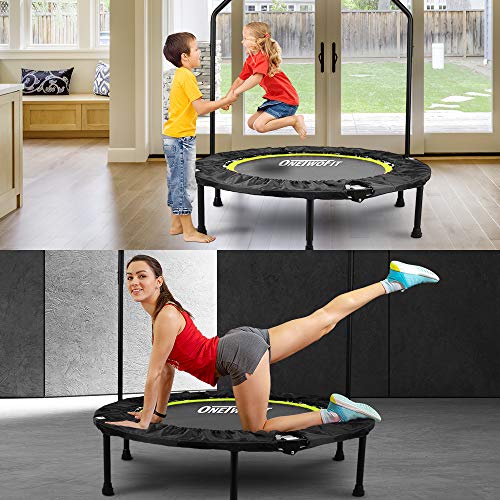 ONETWOFIT Trampolín, Trampolín Plegable Pequeño Fitness de 40 Pulgadas con Mango para Uso en Exteriores e Interiores, Adecuado para niños Mayores de 8 años y Adultos, Capacidad de Peso: 150 kg OT087