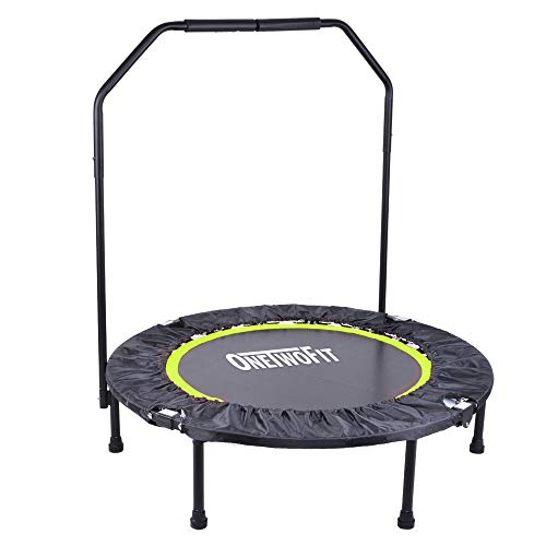 ONETWOFIT Trampolín, Trampolín Plegable Pequeño Fitness de 40 Pulgadas con Mango para Uso en Exteriores e Interiores, Adecuado para niños Mayores de 8 años y Adultos, Capacidad de Peso: 150 kg OT087