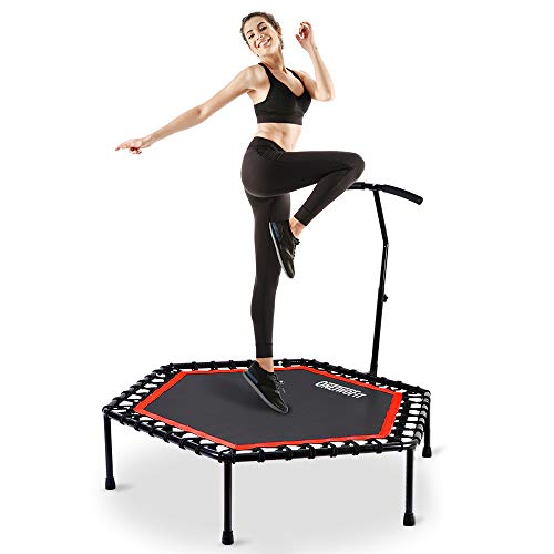 ONETWOFIT Trampolín, Trampolín Profesional Fitness de 48 Pulgadas con Mango Ajustable para Uso en Exteriores e Interiores, Adecuado para Adultos Fitness, Capacidad de Peso: 150 kg OT088