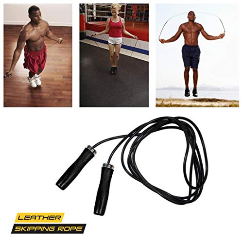 ONEX Cuerda de Saltar Combas Velocidad Boxeo Ejercicio Fitness Cuerda para Fitness Gimnasio Ejercicio Quema de Grasa Ejercicios y (Black Leather)