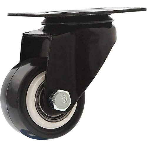 Online Best Service - Ruedas giratorias de goma con placa superior y rodamientos resistentes con freno de bloqueo total (4 unidades), color negro