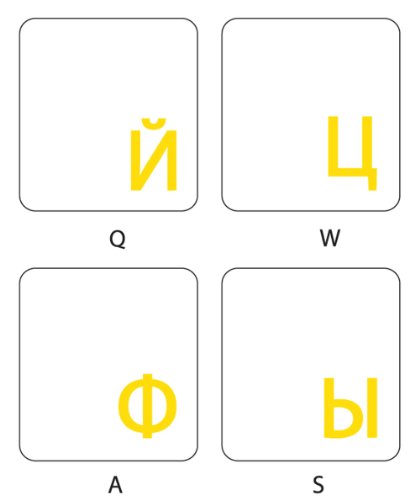Online-Welcome Pegatinas de teclado ruso con fondo transparente con letras amarillas para ordenador portátil y escritorio