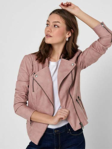 ONLY onlAVA FAUX LEATHER BIKER OTW NOOS, Chaqueta Mujer, Rosa (Ash Rose), 34 ONLY onlAVA FAUX LEATHER BIKER OTW NOOS, Chaqueta Mujer, Rosa (Ash Rose), 34