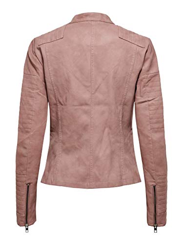 ONLY onlAVA FAUX LEATHER BIKER OTW NOOS, Chaqueta Mujer, Rosa (Ash Rose), 34