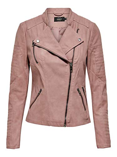 ONLY onlAVA FAUX LEATHER BIKER OTW NOOS, Chaqueta Mujer, Rosa (Ash Rose), 34 ONLY onlAVA FAUX LEATHER BIKER OTW NOOS, Chaqueta Mujer, Rosa (Ash Rose), 34
