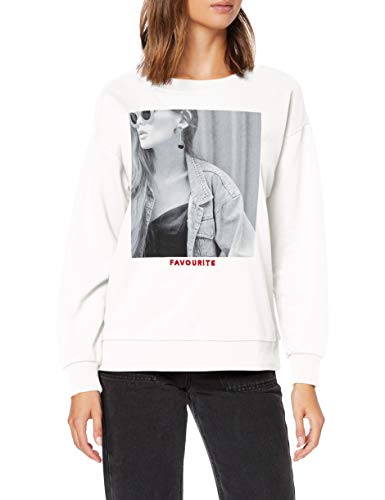 Only Onlfie L/s O-Neck Photo Box Swt Sudadera, Blanco (Cloud Dancer Print: Favourite), 42 (Talla del Fabricante: Large) para Mujer