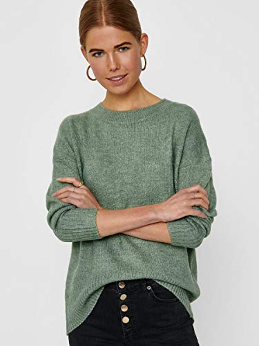 Only ONLNANJING L/S Pullover KNT Noos Suter Pulver, Bálsamo Verde, M para Mujer