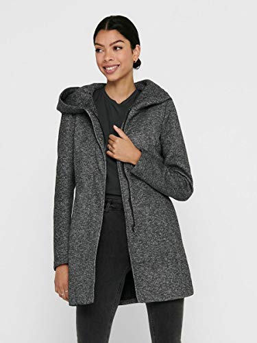 Only onlSEDONA Light Coat OTW Noos Abrigo, Gris (Dark Grey Melange), 40 (Talla del Fabricante: Large) para Mujer