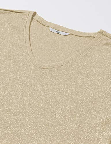 Only onlSILVERY S/S V Neck Lurex Top JRS Noos Camiseta, Dorado (Gold Colour Gold Colour), Medium para Mujer