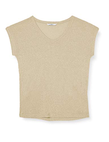Only onlSILVERY S/S V Neck Lurex Top JRS Noos Camiseta, Dorado (Gold Colour Gold Colour), Medium para Mujer Only onlSILVERY S/S V Neck Lurex Top JRS Noos Camiseta, Dorado (Gold Colour Gold Colour), Medium para Mujer