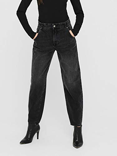 Only ONLTROY Life HW Carrot A DNM Jeans Dot Pantalón, Dark Grey Denim, L/32 para Mujer