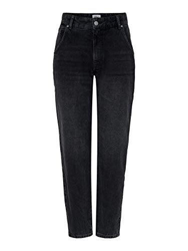 Only ONLTROY Life HW Carrot A DNM Jeans Dot Pantalón, Dark Grey Denim, L/32 para Mujer