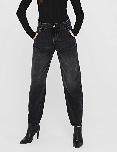 Only ONLTROY Life HW Carrot A DNM Jeans Dot Pantalón, Dark Grey Denim, S/34 para Mujer