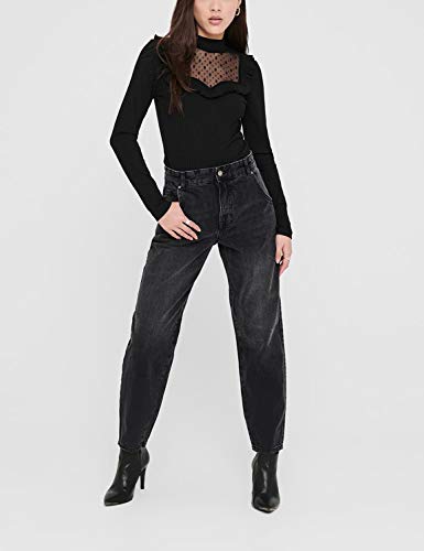 Only ONLTROY Life HW Carrot A DNM Jeans Dot Pantalón, Dark Grey Denim, S/34 para Mujer