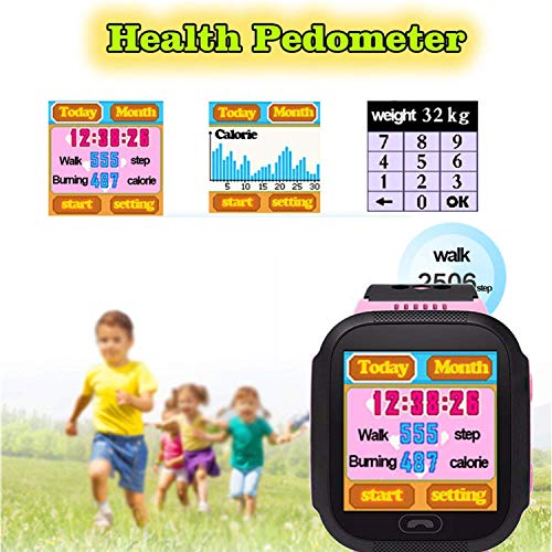 ONMet - Reloj inteligente con cámara para niños, con rastreador GPS, linterna, juego de mate, llamada SOS, chateo de voz, monitor remoto antipérdida para niños