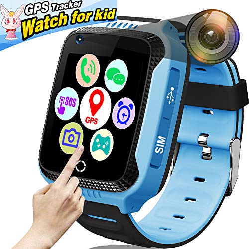 ONMet - Reloj inteligente con cámara para niños, con rastreador GPS, linterna, juego de mate, llamada SOS, chateo de voz, monitor remoto antipérdida para niños