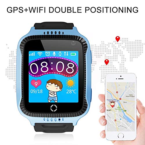 ONMet - Reloj inteligente con cámara para niños, con rastreador GPS, linterna, juego de mate, llamada SOS, chateo de voz, monitor remoto antipérdida para niños