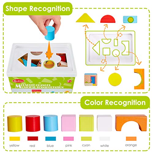 Onshine Bloques Madera Construccion Niños Puzzle Montessori Juguetes Infantiles Coche Hospital Banco Juego Educativo Regalo para Niños Niña Infantiles