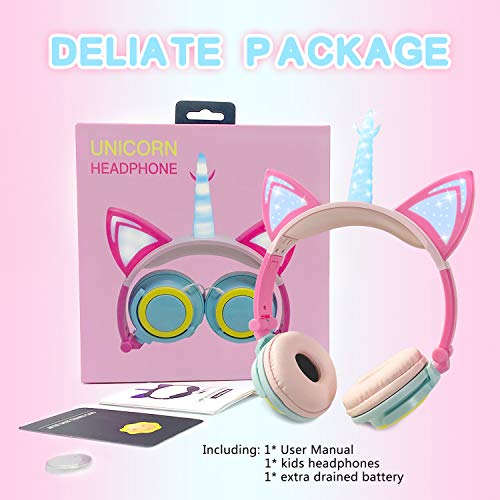 ONTA Auriculares para Niños con Orejas de Gato Iluminados con LED Plegables sobre Oído, Auriculares Resplandor Unicornio para Niños para la Escuela, la Casa, Cable Sin Enredos (Polvo Azul) ONTA Auriculares para Niños con Orejas de Gato Iluminados con LED Plegables sobre Oído, Auriculares Resplandor Unicornio para Niños para la Escuela, la Casa, Cable Sin Enredos (Polvo Azul)