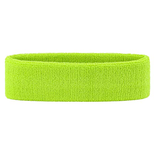 ONUPGO Juego de muñequeras para niños – Banda deportiva de algodón para deporte (1 diadema + 2 muñequeras) (verde neón