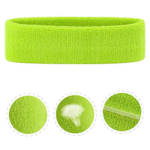 ONUPGO Juego de muñequeras para niños – Banda deportiva de algodón para deporte (1 diadema + 2 muñequeras) (verde neón