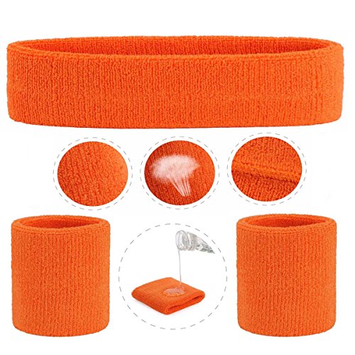 ONUPGO Set de muñequeras Deportivas Set de muñequeras con Banda de sujeción Bandas para Sudar Wristband Ejercicio atlético Baloncesto Muñequera y Bandas para la Cabeza