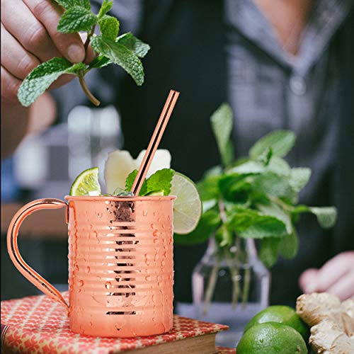 ONVAYA® Moscow Mule - Juego de 2 vasos (4 vasos, medida de barra y pajita | Vaso de cobre para cócteles | 4 tazas de cobre con 480 ml de capacidad | Juego completo de Gin Mule