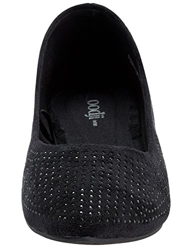 oodji Ultra Mujer Bailarinas de Tela con Pedrería, Negro, 36 EU / 3.5 UK