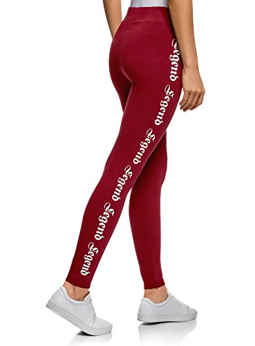 oodji Ultra Mujer Mallas de Punto con Estampado, Rojo, 38 oodji Ultra Mujer Mallas de Punto con Estampado, Rojo, 38