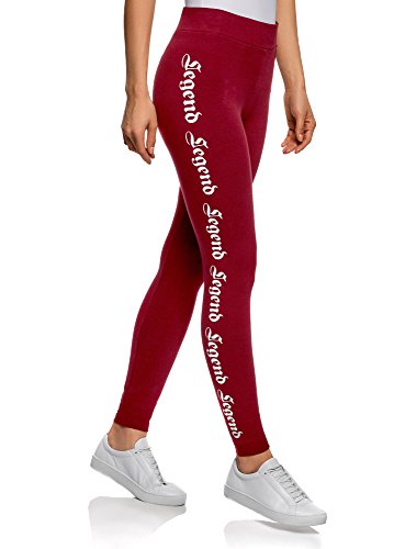 oodji Ultra Mujer Mallas de Punto con Estampado, Rojo, 38 oodji Ultra Mujer Mallas de Punto con Estampado, Rojo, 38