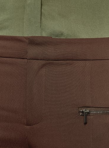 oodji Ultra Mujer Pantalones Ajustados con Cremalleras Decorativas, Marrón, ES 36 / XS oodji Ultra Mujer Pantalones Ajustados con Cremalleras Decorativas, Marrón, ES 36 / XS