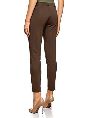 oodji Ultra Mujer Pantalones Ajustados con Cremalleras Decorativas, Marrón, ES 36 / XS